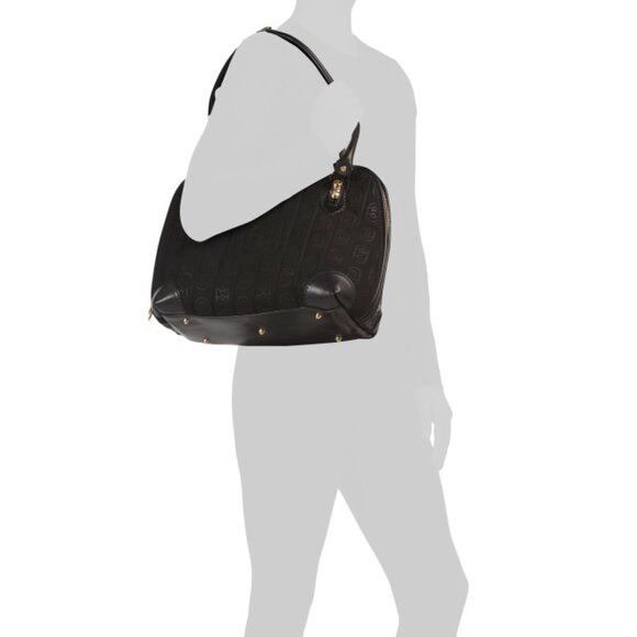 MARINO ORLANDI Black Made In Italy Leather Logo Embossed Tote - Picture 2 of 2